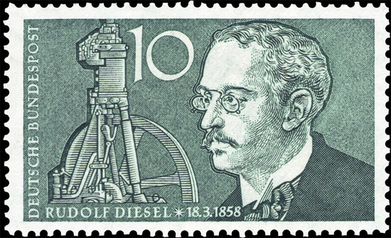 Selo alemão em homenagem a Rudolf Diesel