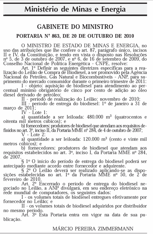 Portaria leilão 20 ANP