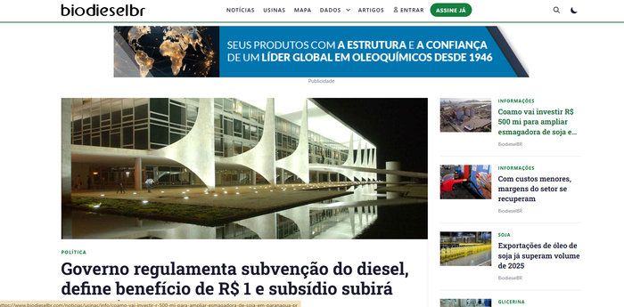 Um novo portal para um novo setor de biodiesel